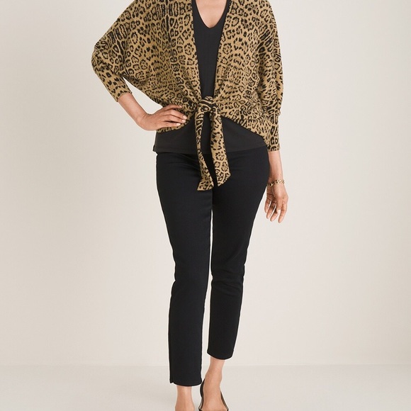 Cozy Tie-Front Animal-Print Cardigan Chico’s 1 - Picture 4 of 7